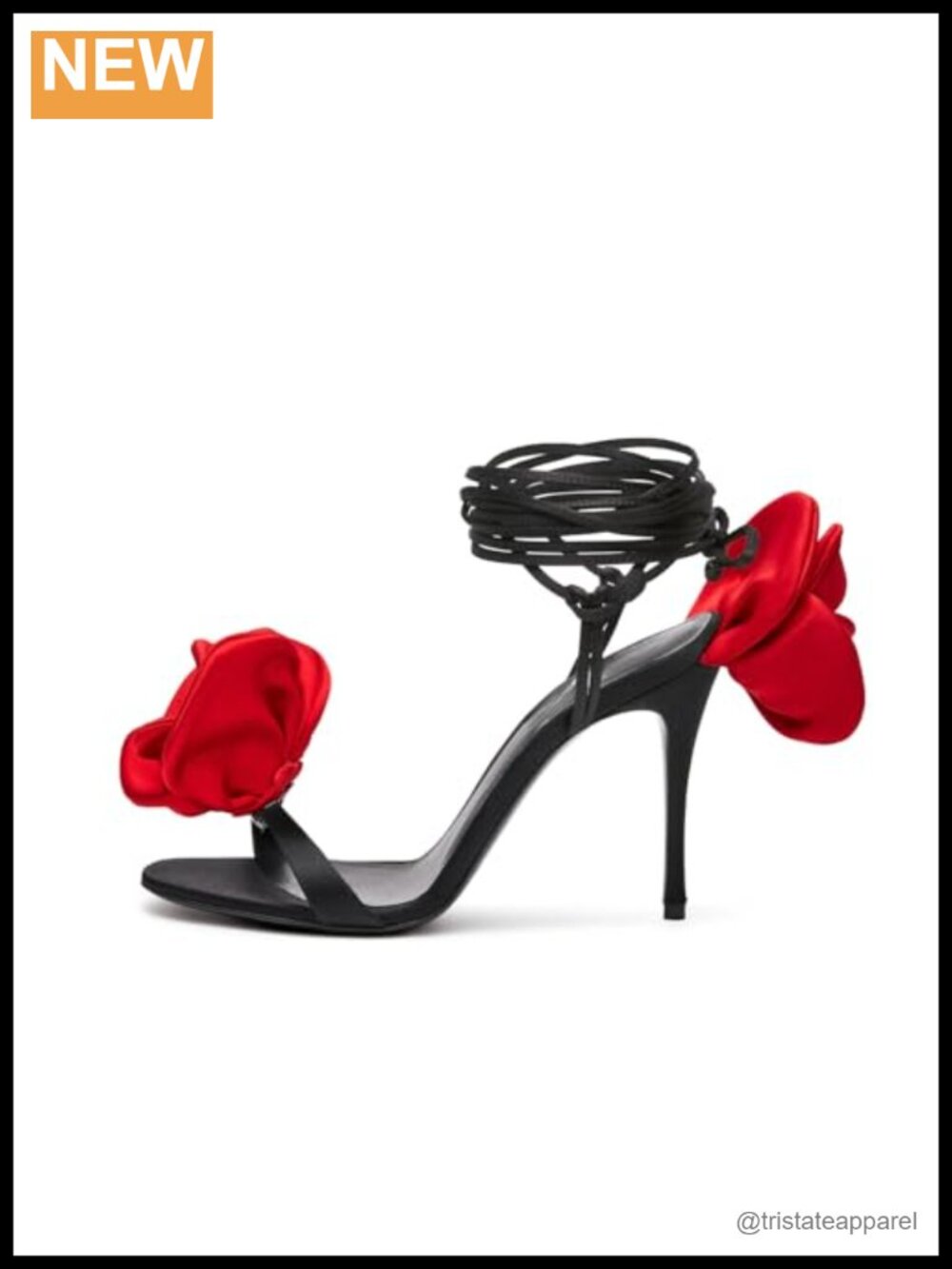 Women's 4'' Open Toe Floral Ankle Strappy Lace Up Stiletto Heeled Sandals
